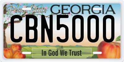 GA license plate CBN5000