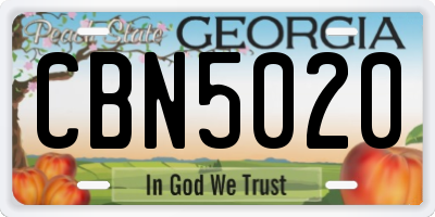 GA license plate CBN5020
