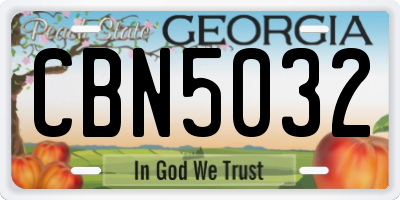 GA license plate CBN5032