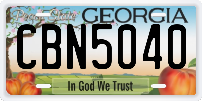 GA license plate CBN5040