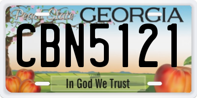 GA license plate CBN5121
