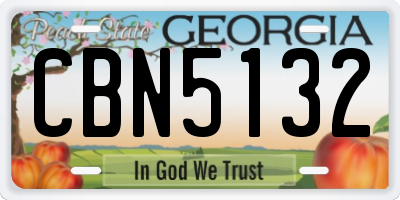 GA license plate CBN5132
