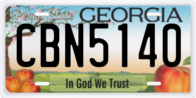 GA license plate CBN5140