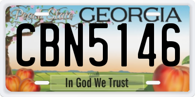 GA license plate CBN5146