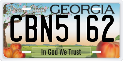 GA license plate CBN5162
