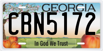 GA license plate CBN5172
