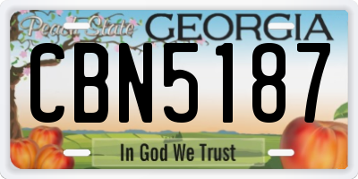 GA license plate CBN5187