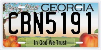 GA license plate CBN5191