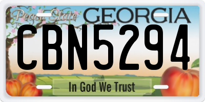 GA license plate CBN5294