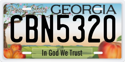 GA license plate CBN5320