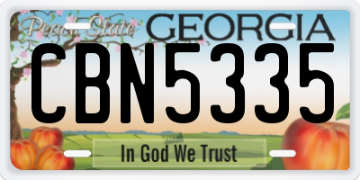 GA license plate CBN5335