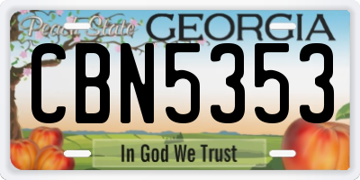 GA license plate CBN5353