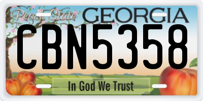GA license plate CBN5358