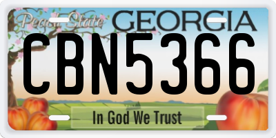 GA license plate CBN5366