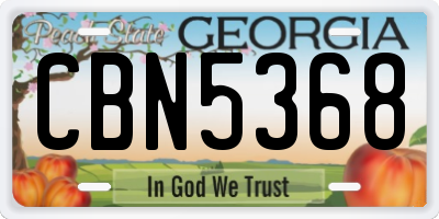 GA license plate CBN5368