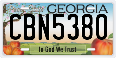 GA license plate CBN5380