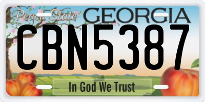 GA license plate CBN5387