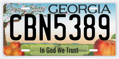 GA license plate CBN5389