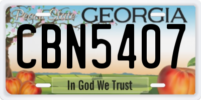 GA license plate CBN5407