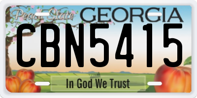 GA license plate CBN5415