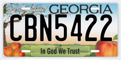 GA license plate CBN5422