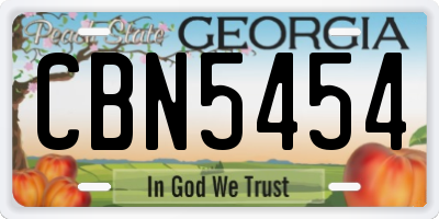 GA license plate CBN5454