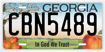 GA license plate CBN5489