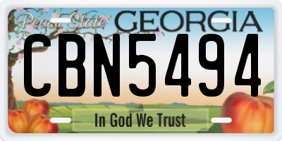 GA license plate CBN5494