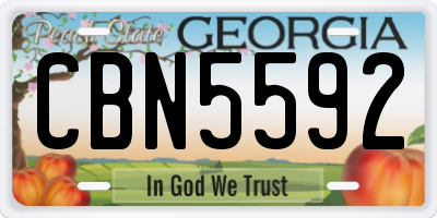 GA license plate CBN5592