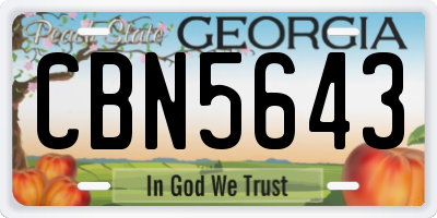 GA license plate CBN5643