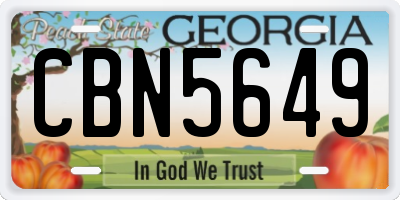 GA license plate CBN5649