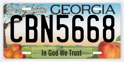 GA license plate CBN5668