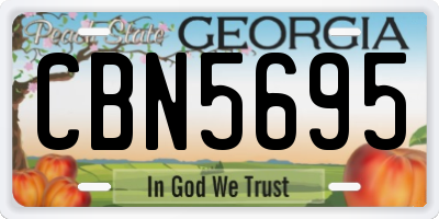 GA license plate CBN5695