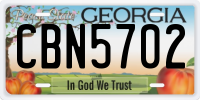 GA license plate CBN5702