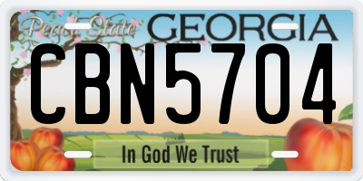 GA license plate CBN5704
