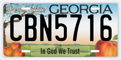 GA license plate CBN5716