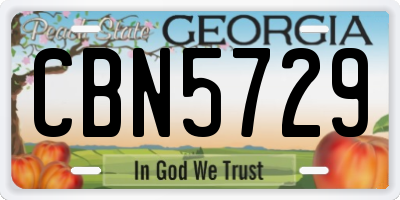GA license plate CBN5729