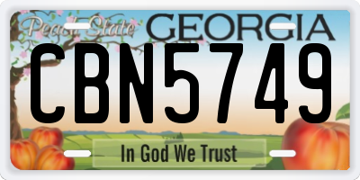 GA license plate CBN5749