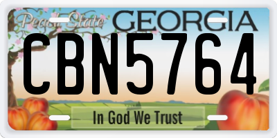 GA license plate CBN5764