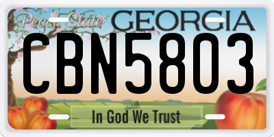 GA license plate CBN5803