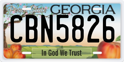 GA license plate CBN5826