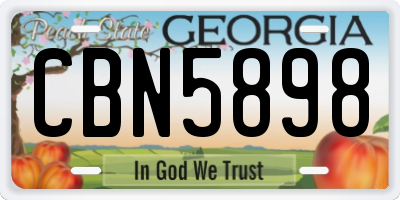 GA license plate CBN5898