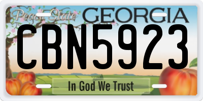 GA license plate CBN5923