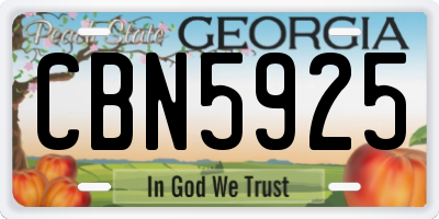 GA license plate CBN5925