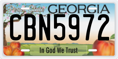 GA license plate CBN5972