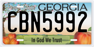 GA license plate CBN5992