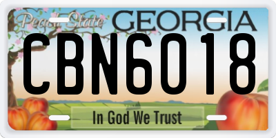 GA license plate CBN6018
