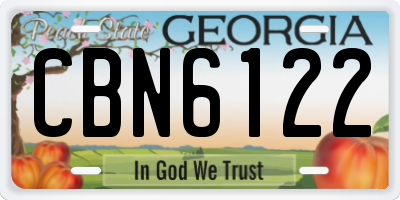 GA license plate CBN6122