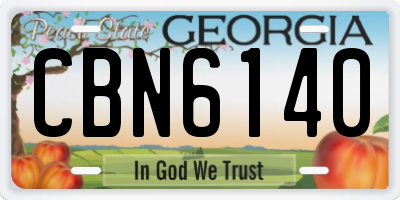 GA license plate CBN6140
