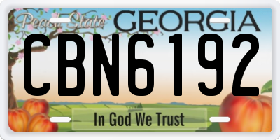 GA license plate CBN6192